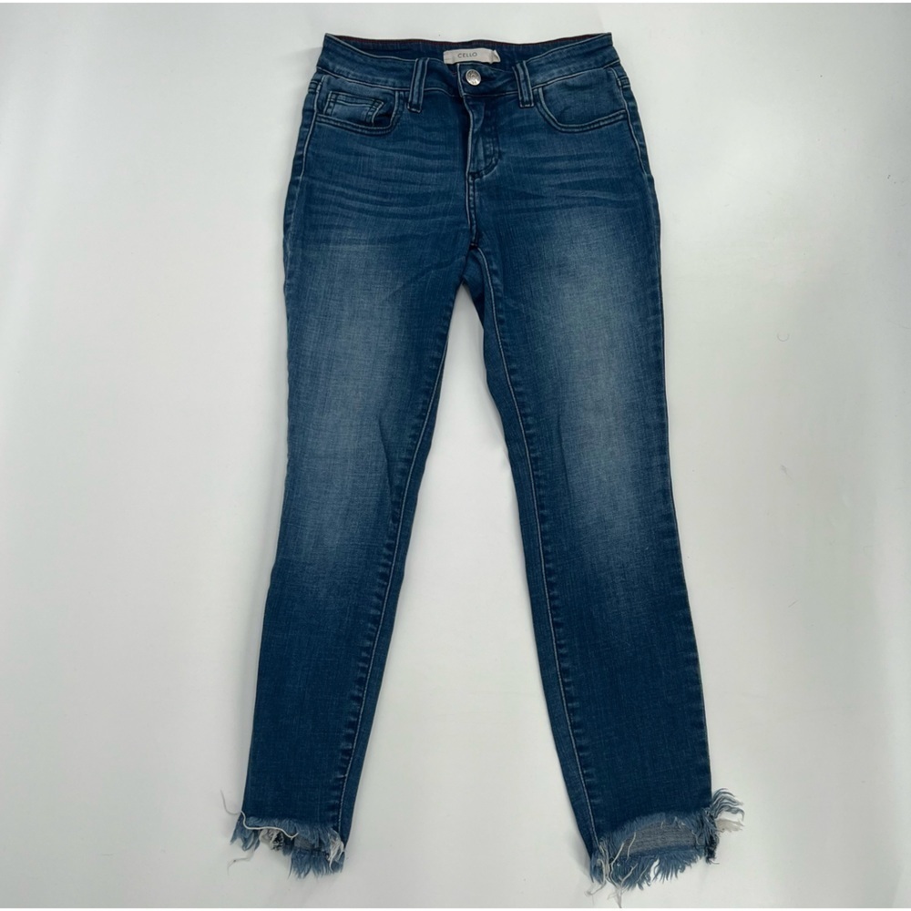 Cello Mid Rise Hilo Raw Hem Cropped Skinny Denim Jeans Size 1 Women’s